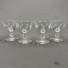 Libbey Fairfax Tall Sherbet Champagne Glass 4 1/4″ Set of 4 Grey Cut Stem 3003