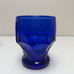 Vintage Viking Georgian Cobalt Blue Tumblers Set of 3 Honeycomb MCM Glass