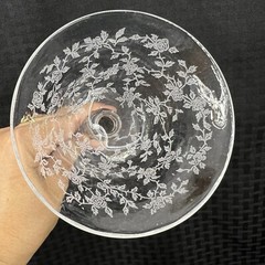 VINTAGE 1941-1966 TIFFIN CERICE OPTIC ROSE ETCHED CRYSTAL 4 CHAMPAGNE GLASS 5”