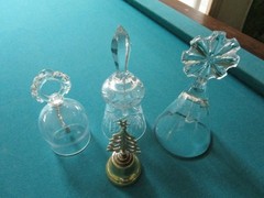 Orrefors – Lenox -Crystal Brass Bells Platinum Rim Lot 3 Pcs