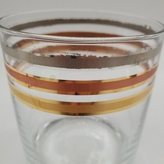 MCM Signed Culver Silver Copper Gold Band Double Old Fashion Glass set of 5