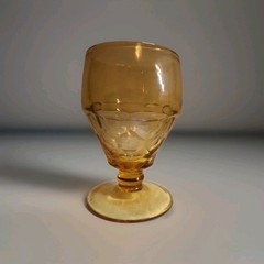 Viking Glass Georgian Low Water Goblets Amber Honeycomb Design Lot of 4 MCM