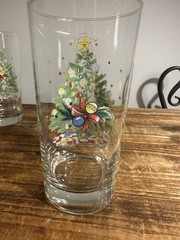 Set Of 3 Vintage Christmas Eve Drink Glass Tumbler By Salem 13 oz Holiday