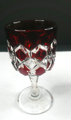 Model Flint Glass Co, Ruby Stain, Gem, Wine, Qty 1, USA, c 1892, EAPG, VgCd