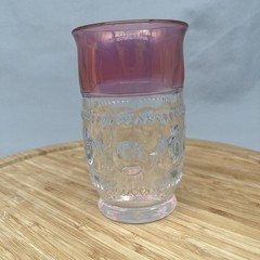 Vtg Indiana Glass Kings Crown Cranberry Flashed Top Only Flat Tumblers 9 oz.