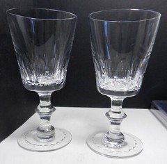 zzx5-a LOT 2 CUT CRYSTAL WATER GLASSES STEMS 6 1/2″ H