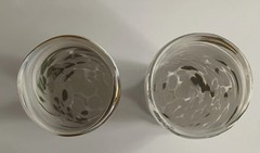 2 Juli Juneau Art Glass Tumbler Drink Bar Candle Holder New Orleans USA Signed