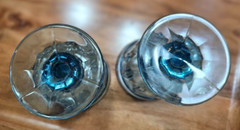 2 Imperial Ohio Old Williamsburg Pattern Ice Blue Goblet Glasses 10oz