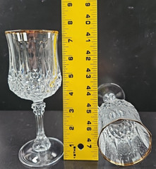 3 Cristal D’Arques Longchamp Gold Water Goblets Set Vintage Crystal Home Bar Lot