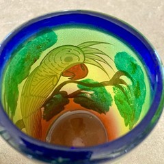 Handblown Mexican Tropical Cockatoo Bird Cocktail Tumblers /Glasses Colorful Set