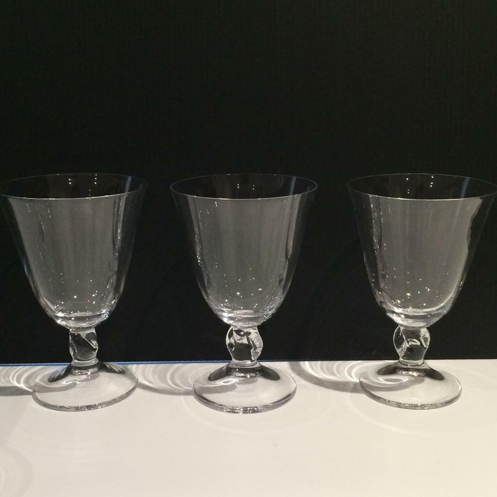 DAUM ORVAL CRYSTAL SET OF 3 WATER GOBLETS GLASSES CR1551