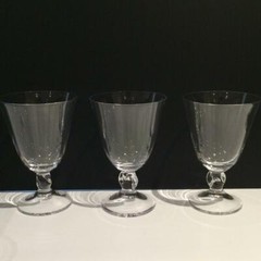 DAUM ORVAL CRYSTAL SET OF 3 WATER GOBLETS GLASSES CR1551