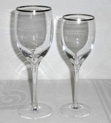 5 pcs Vintage Lenox Crystal ARIEL Wine Glasses Goblets Platinum Trim 7-5/8″ tall
