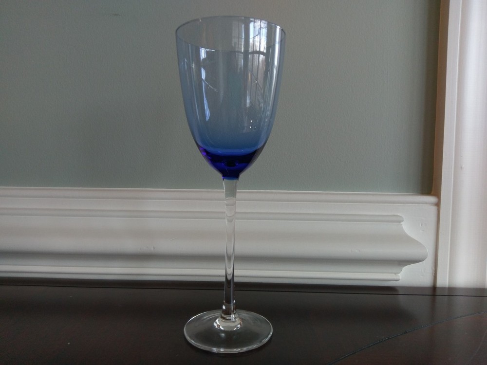 Lenox GEMS Blue Wine Glass Fine Crystal White Jewel Tone Tall Stem Replacement