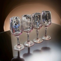 Arcoroc Rosaline Pink Swirl Oversized 7.25″ Wine Goblets France Set 9 Rare 1980
