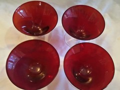 Glasses Morgantown Low Sherbet Champagne Ruby Red Flared Set of 4