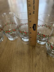 Set 10-Libbey Holly & Berry Tumblers Clear Glass with Gold Rim Christmas Holiday