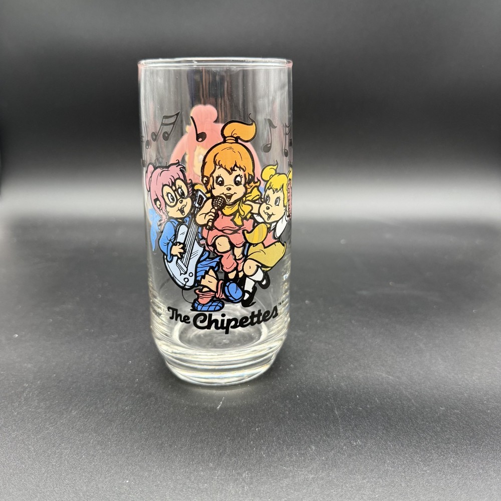 Vintage The Chipettes Drinking Glass Tumbler 1985 Karman/Ross Productions