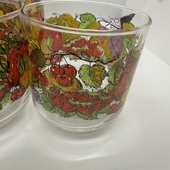 6 VINTAGE RETRO Libbey *HARVEST* Mixed Fruits 9 oz 3-1/4″ ROCKS Tumbler GLASSES