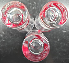3) Pier 1 Double Swirl Red Shot Glasses Set Clear Drinking Barware Art Glass Lot