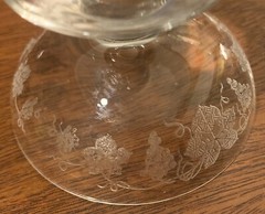 Antique Tiny Crystal Etched Grapevine Dessert Cordial Stemware Fostoria?