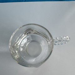 Vtg Hazel Atlas Glass Square Bottom Beaded Handle Punch/Coffee Cups