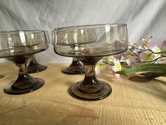 Set of 4 Libbey TAWNY ACCENT Flat Sherbet Glasses Sherbet Cups MCM