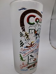 Colorado Souvenir Landmark Art Work 6.25″ Frosted Bar Drinking Glass Cat Studio