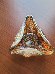 Super Iridized Goofus Glass US Glass Carnival Glass Palm Beach Tricorner Bowl
