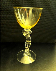 Vintage Cambridge Mandarin Gold Nude Stem Wine/Cocktail Glass