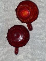 2 Westmoreland Ruby Red Paneled Grape Glasses No Chips Or Cracks