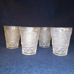 Duncan Miller Juice Cocktail Sandwich Glass Drinking Glasses 3.5″ Set Of 4