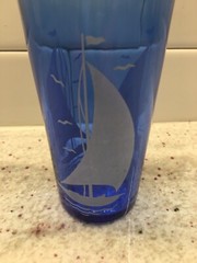 Sailboat Cobalt Tumbler By Hazel Atlas~4 15/16” Tall~2 1/2” Across At Top