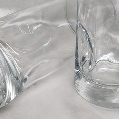 🥛Set 2 Pinch Dent Thumbprint Tumbler Heavy Thick Bottom Clear Glasses Barware