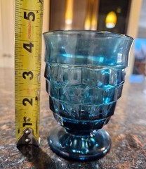 Vintage Colony Glass Whitehall 4 3/8” Riviera Blue Cubist Juice Tumbler Set of 6