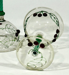 Bohemian Lampwork Wine Glasses Delicate Twist Stem Hand Blown Cherry Antique 2pc
