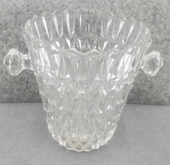 Small Mid Century Ice Bucket ~ Geometric Pressed Glass