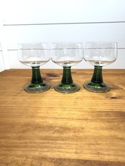Set 3 Cristal d’Arques Durand Green Beehive Roemer Wine Glass / Goblet MCM