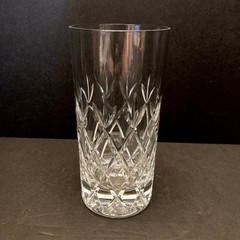 Crystal Highball Glass Cut Crisscross Fan Pattern Extra Thin Lip 5-5/8″ High