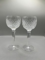 Waterford Ireland Crystal Alana Wine Hock Goblets Glasses Set of 2