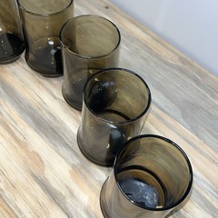 SET 6 Vintage Libbey Tawny Impromptu Brown Flat Tumbler 4 3/4″ 12 oz