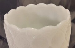 Pedelstal Diamond Pattern Milk Glass Goblet Mid Century Modern About 6 inch tall