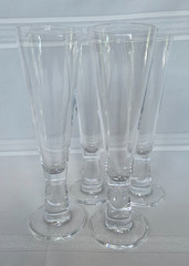 Vintage Esprit Crystal Pilsner Beer Glasses Flutes 8.25″ Signed Set of 4