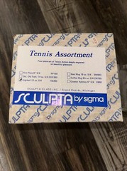 SIGMA SCULPTA 8 tennis etched high ball glasses Lot 4 Designs 5.75” Mcm Bar