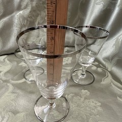 Vtg MCM Rosenthal Crystal Platinum Band Stemware Lot of 3 Glasses Goblet Coupe