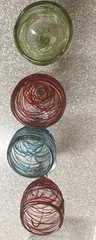 Vintage Spaghetti Drizzle Glasses Set of 4 Red Green Blue