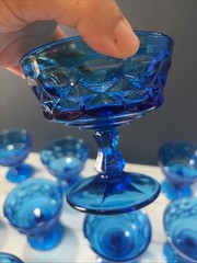 Set of 12 Noritake Perspective Blue Champagne/Tall Sherbet Glasses