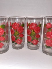 6 Vintage Libbey Crisa Roses 5 1/2” 8 Oz Tumblers Glasses Mint!
