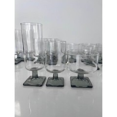 Vintage Federal Glass Barware 17 Pieces Mid-Century Modern