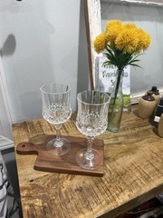 Set of 2 Vintage Cristal D’Arques-Durand Longchamp Crystal Wine Glasses 7-1/4” H